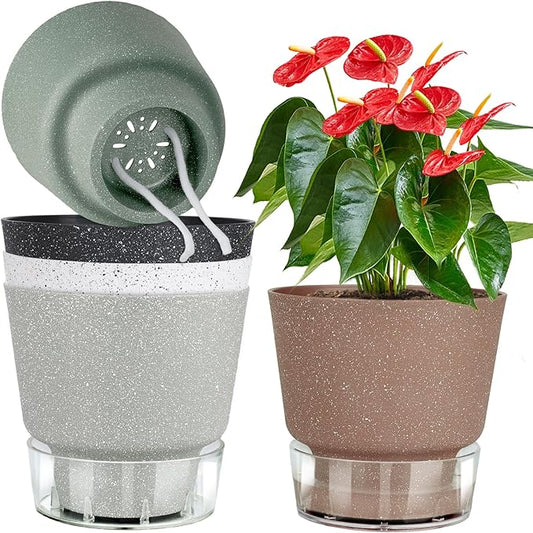 Self Watering Flower Pots With Drainage